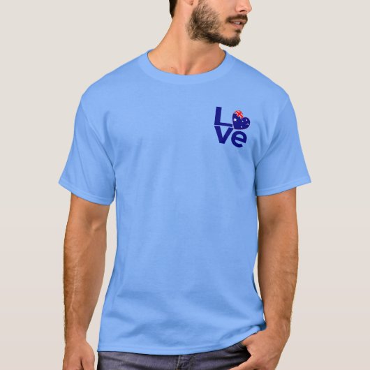 Blauw Australië LIEFDE Vlag T-shirt (Voorkant)