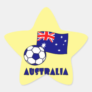 Blauw Australië Voetbal Bal Vlag Geel Achtergrond Ster Sticker