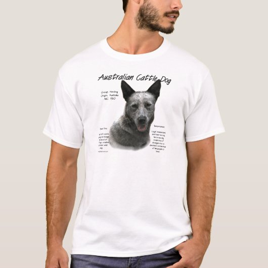 Blauw Australisch vee Hond Geschiedenis; Blauw ACD T-shirt (Voorkant)