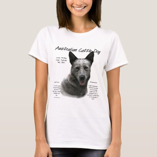 Blauw Australisch vee Hond Geschiedenis; Blauw ACD T-shirt (Voorkant)