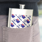 Blauw Australisch Voetbal en vlag Heupfles (Voorbeeld)