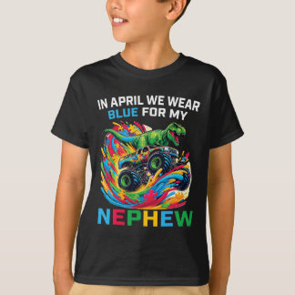 Blauw Autisme Bewustzijn Neef T Rex Monstertruck D T-shirt