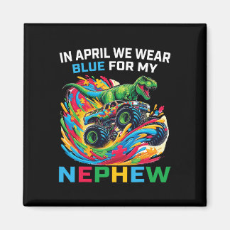 Blauw autismebewustzijn neef T Rex monstertruck D Magneet