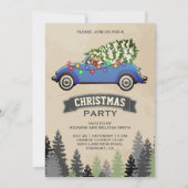  blauw auto kerstfeest kaart (Voorkant)