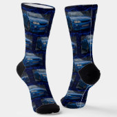 blauw auto patroon sokken (Gebogen)
