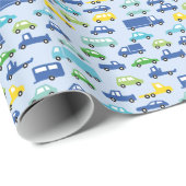 blauw autopatroon - afbeelding van auto ' s cadeaupapier (Rol Hoek)