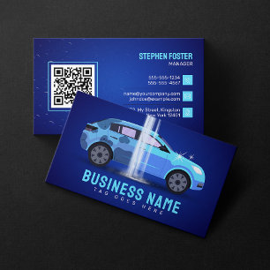Blauw Autowassen Auto Reinigen Wassen Schoonmaken Visitekaartje