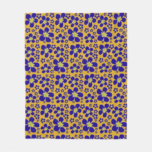 Blauw avendenprimrose-design op vlootswand fleece deken (Voorkant)