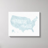 Blauw avontuur wacht op Kinder kaartdecor in de VS Canvas Afdruk (Voorkant)