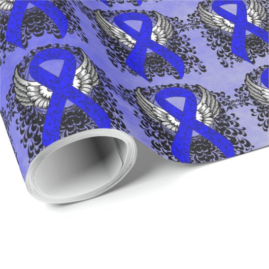 Blauw Awareness Ribbon met Wings Cadeaupapier (Rol Hoek)