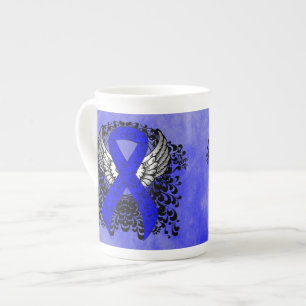 Blauw Awareness Ribbon met Wings Porselein Kop