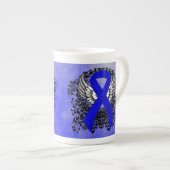 Blauw Awareness Ribbon met Wings Porselein Kop (Voorkant rechts)