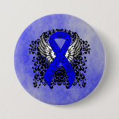 Blauw Awareness Ribbon met Wings Ronde Button 7,6 Cm (Voorkant)