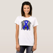 Blauw Awareness Ribbon met Wings T-shirt (Voorkant volledig)