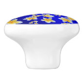 blauw, aziaans, geel, wit, bloem, helder, goud, fl keramische knop (Zijkant)