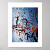 Blauw Aziatisch schilderen Abstract Poster afdrukk (Voorkant)