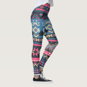 Blauw Aztec Patroon Vrouwen Leggings (Rechts)