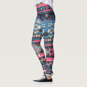 Blauw Aztec Patroon Vrouwen Leggings (Links)