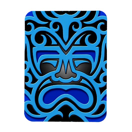 Blauw Azteeks Masker Magneet (Verticaal)