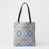 💙 Blauw Azulejos IV Kleine tegel Tote Bag (Voorkant)