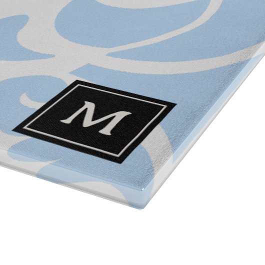 Blauw Azulejos Portugees Mediterraan Monogram Snijplank (Hoek)