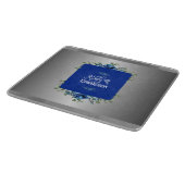 Blauw Azure Bloom: Metallic zilveren bloemen Snijplank (Hoek)