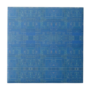 Blauw azuur turquoise geometrisch ontwerp kat stem tegeltje