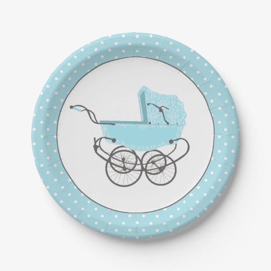 blauw Baby Baby shower papier Bord (Voorkant)