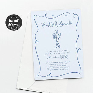 Blauw Baby BBQ BaByQ Spetter Uitnodiging voor Jong