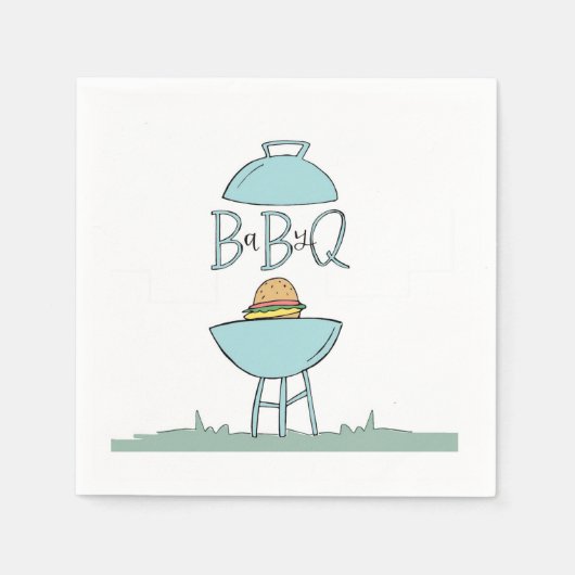 Blauw Baby BBQ servetten (Voorkant)