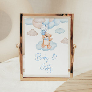 Blauw Baby Beer Ballon Baby shower Boeken en gesch Poster