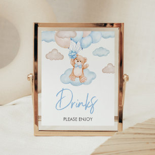 Blauw Baby Beer Ballon Baby shower Drinken Poster