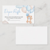 Blauw Baby Beer Ballon Baby shower Luier Raffle Informatiekaartje (Voorkant / Achterkant)