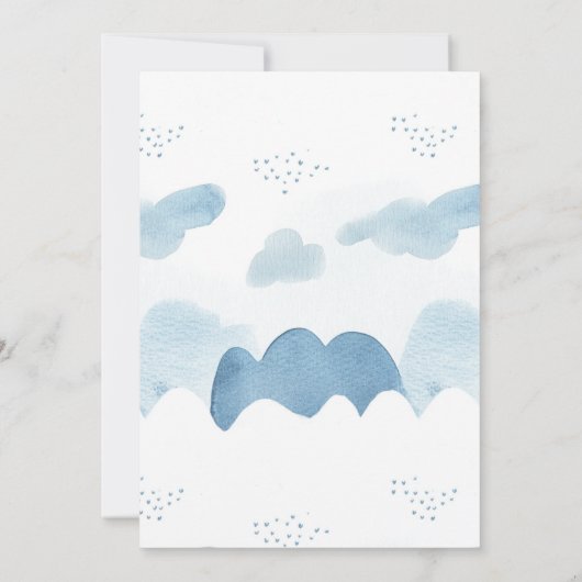 Blauw Baby Beer met harten en wolken Bedankkaart (Achterkant)