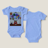 "Blauw Baby Bodysuit met Kleurrijke Ballon Illustr (Ontwerp Voorkant & Achterkant)