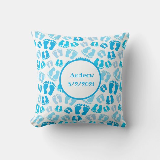 Blauw Baby Boy Baby shower Nieuw Babycadeau Kussen (Voorkant)
