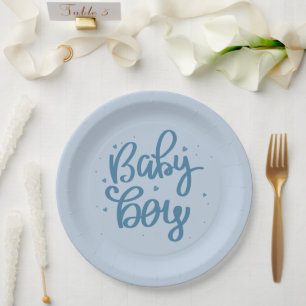 Blauw Baby Boy Baby Shower  Papieren Bordje