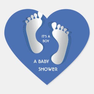 Blauw Baby Boy FootPrints Baby shower Sticker