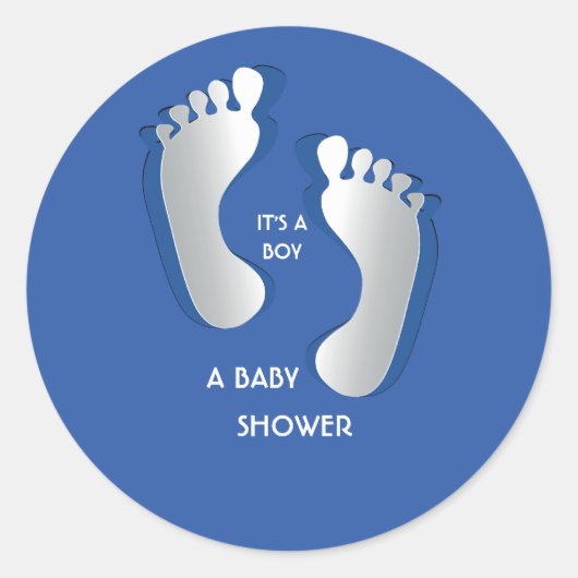 Blauw Baby Boy FootPrints Baby shower Sticker (Voorkant)
