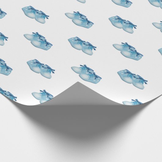 Blauw Baby Boy Schoenen Patroon Cadeaupapier (Hoek)