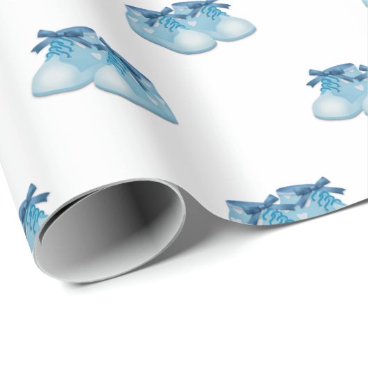 Blauw Baby Boy Schoenen Patroon Cadeaupapier (Rol Hoek)