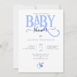 BLAUW BABY BOY SHOWER MET VERPAKKINGSINVITATIE KAART