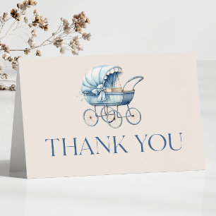 Blauw  Baby Carriage Baby shower Bedankkaart