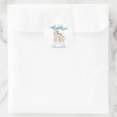 Blauw  Baby Carriage en Bunny Baby BOY Ronde Sticker (Tas)