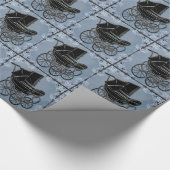Blauw  Baby Carriage Wrapping Paper Cadeaupapier (Hoek)
