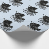Blauw Baby Carriage Wrapping Paper Cadeaupapier (Hoek)