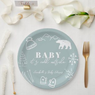 Blauw Baby Het Is Koud Buiten Handgetekende Baby S Papieren Bordje