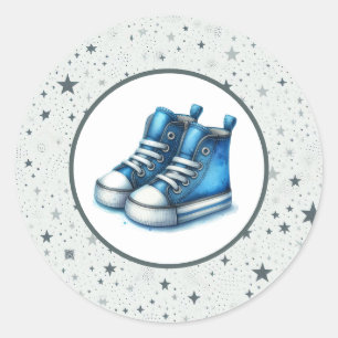 Blauw Baby Hoge Topjes Baby shower Ronde Sticker