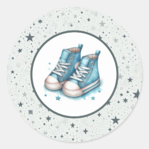 Blauw Baby Hoge Topjes Baby shower Ronde Sticker