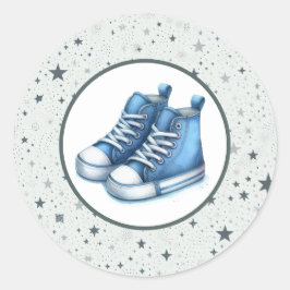 Blauw Baby Hoge Topjes Baby shower Ronde Sticker